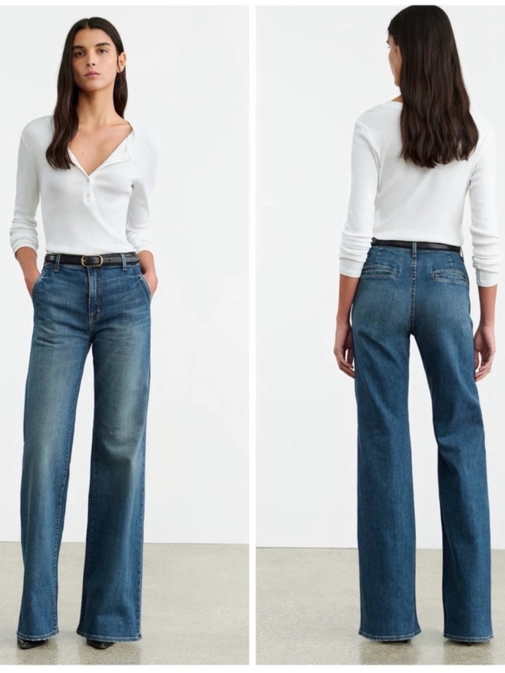 Nili Lotan Anna Wide Leg Jeans High Rise Minimalist Denim Classic Wash Size 26